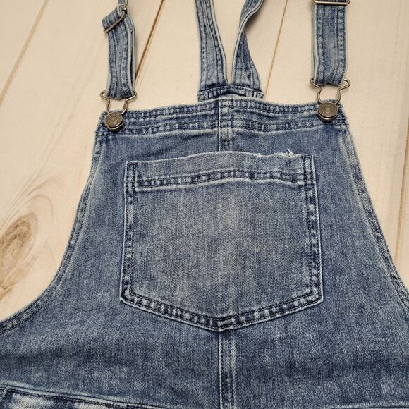 Aerie shortalls denim embroidered floral overall shorts boho - Picture 5 of 7